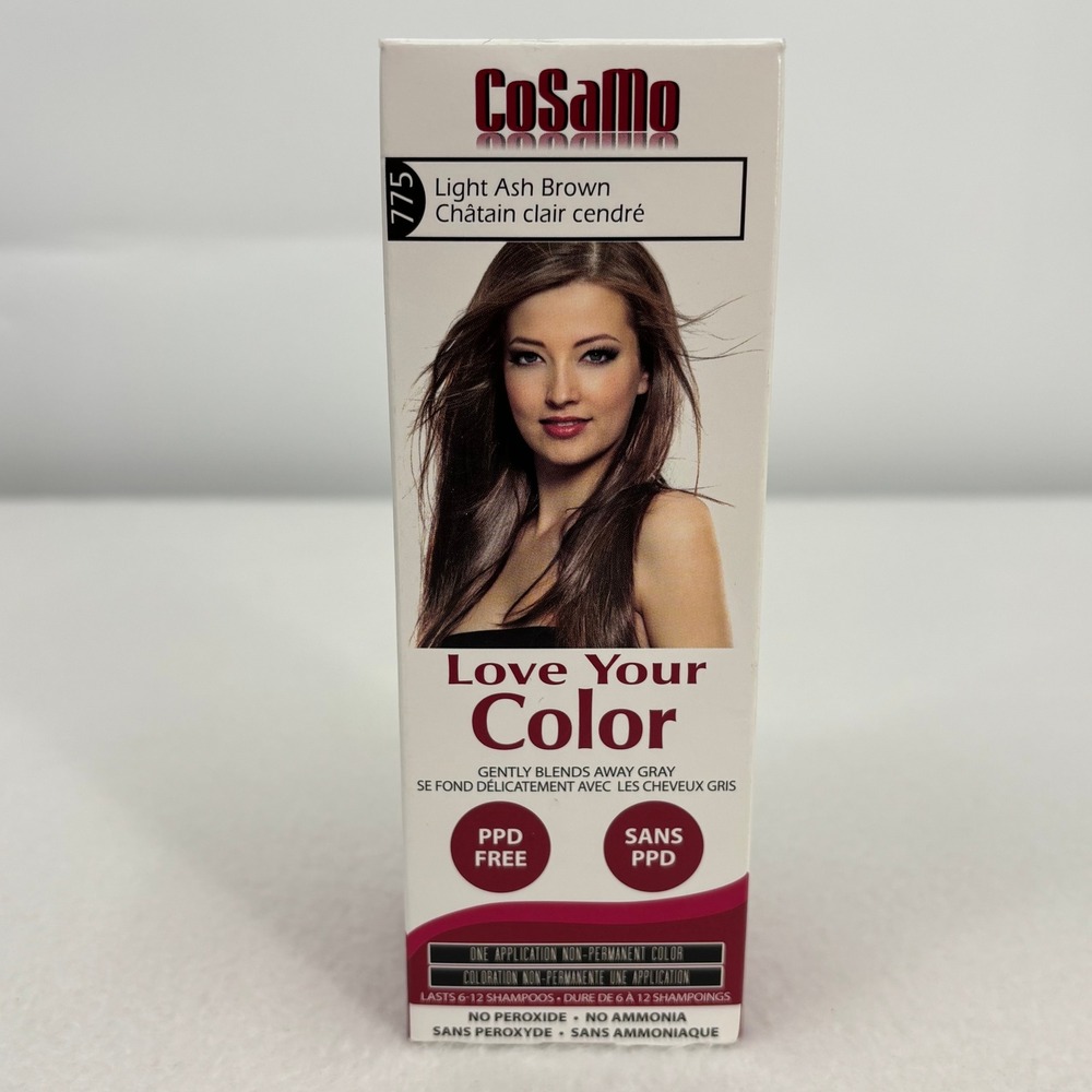 CoSaMo Love Your Color Non-Permanent Hair Color 775 Light Ash Brown PPD Free 3oz